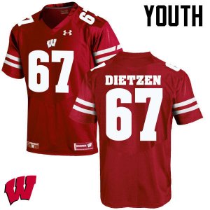Youth Wisconsin Badgers NCAA #67 Jon Dietzen Red Authentic Under Armour Stitched College Football Jersey LD31L71OS